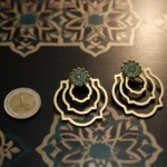 Golden Blossom White Crystal Earrings - Image 2